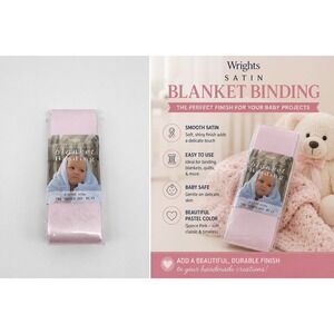Wrights Satin Blanket Binding Quartz Pink 4 3/4 Yds Baby Quilt Trim Sewing NOS